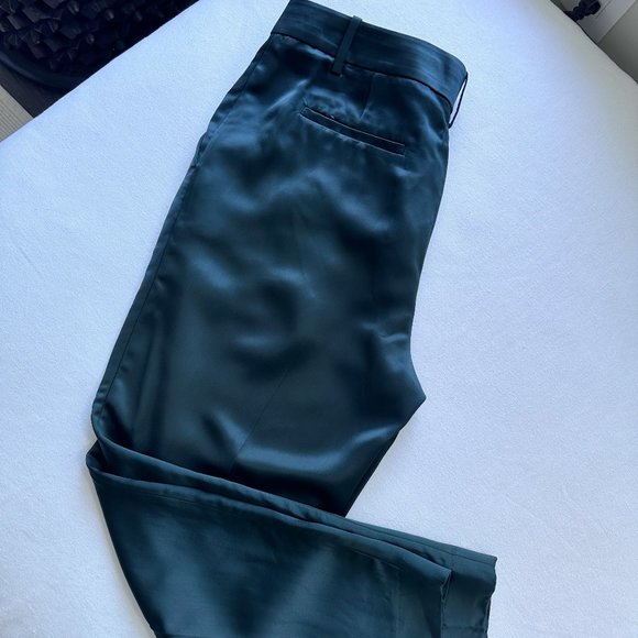 COPY - NWT! High-Waisted Emerald Green BR Silk Pants (Size 14) - Picture 5 of 6